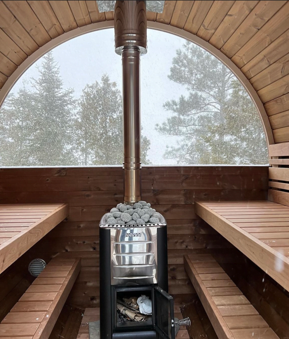 sauna- cedar barrel sauna installed by Tydan