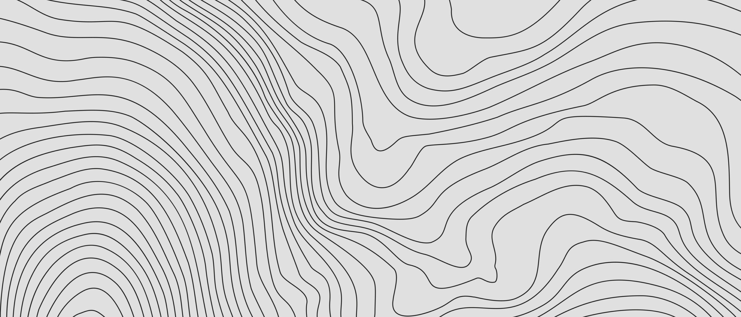 Abstract background with wavy, flowing black lines on a gray surface, creating a topographic map-like pattern, emphasizing curved shapes and contours.